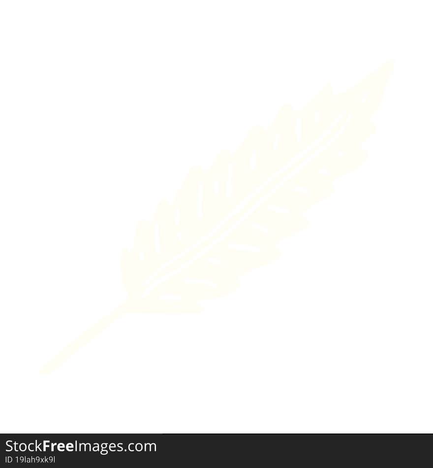 flat color illustration cartoon of a white feather