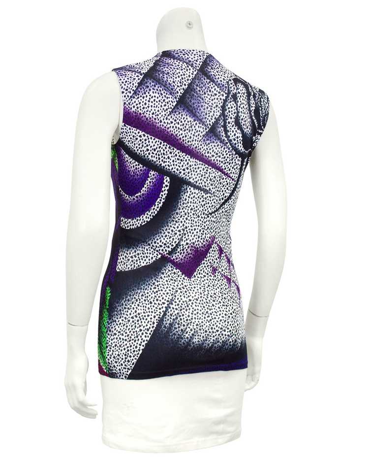 Versace Purple and Green Animal Print Tank Top wi… - image 2