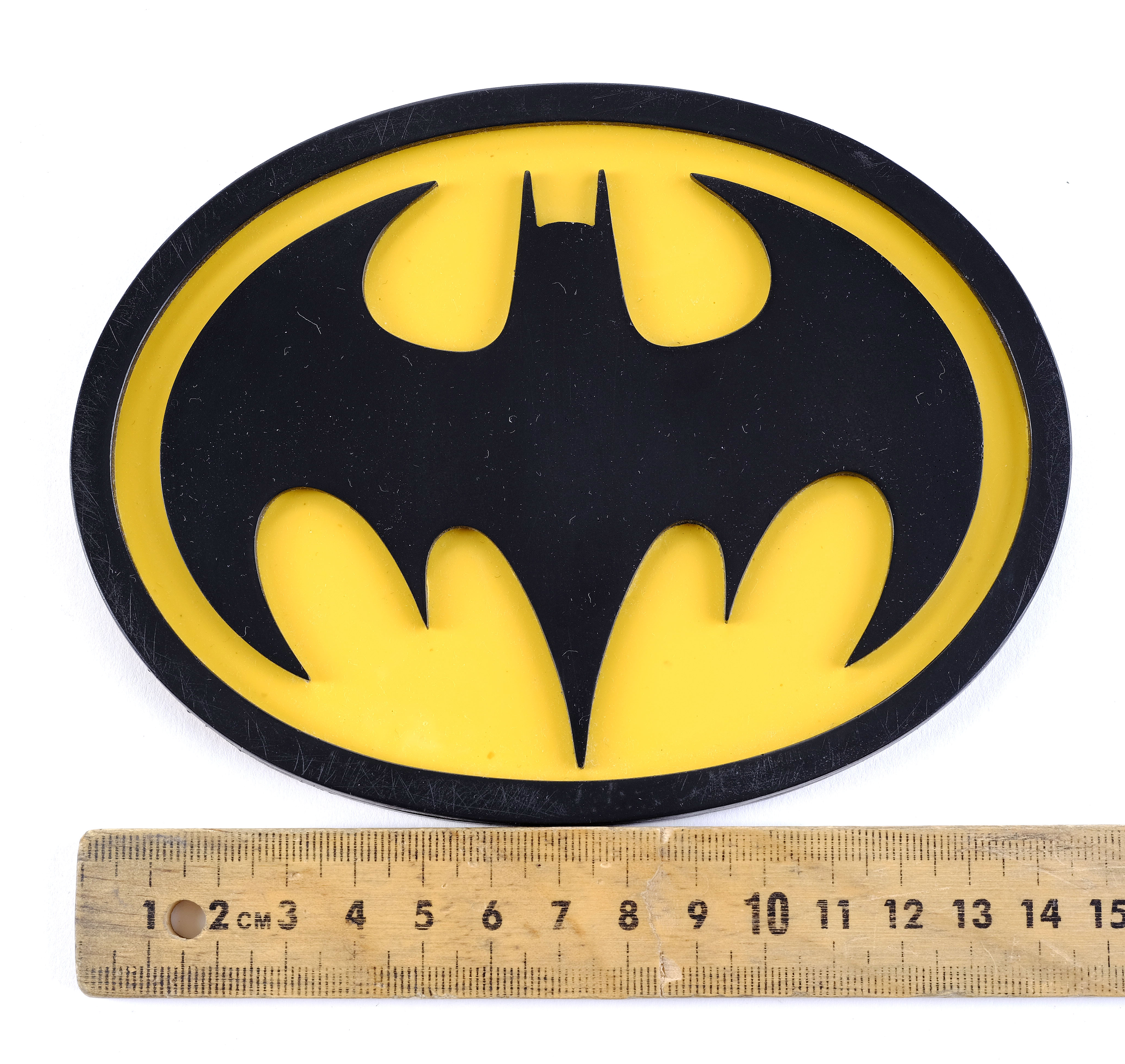 Lot #39 - BATMAN RETURNS (1992) - Production-made Batman (Michael Keaton) Chest  Emblem