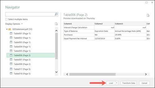 extract data from pdf to excel free