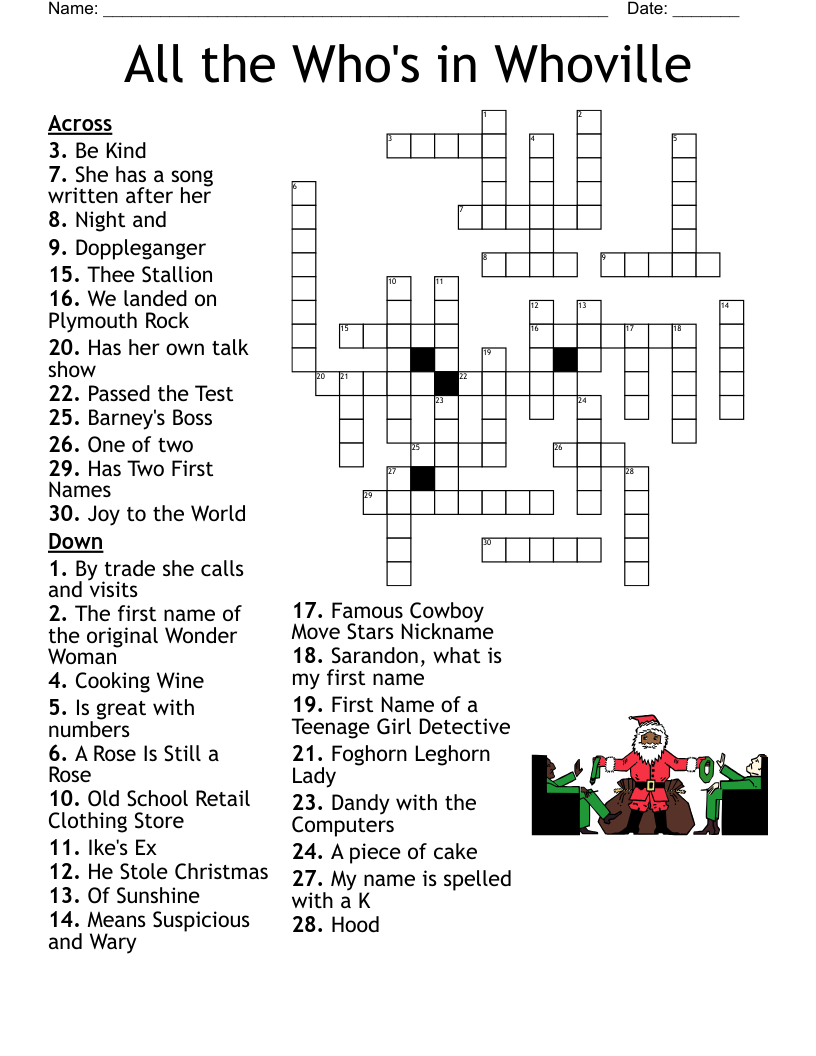 All the Who's in Whoville  Crossword