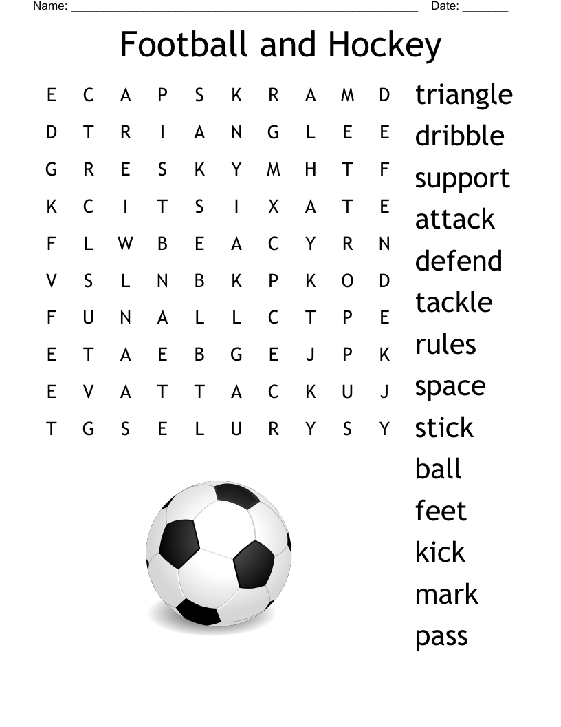 Football and Hockey Word Search