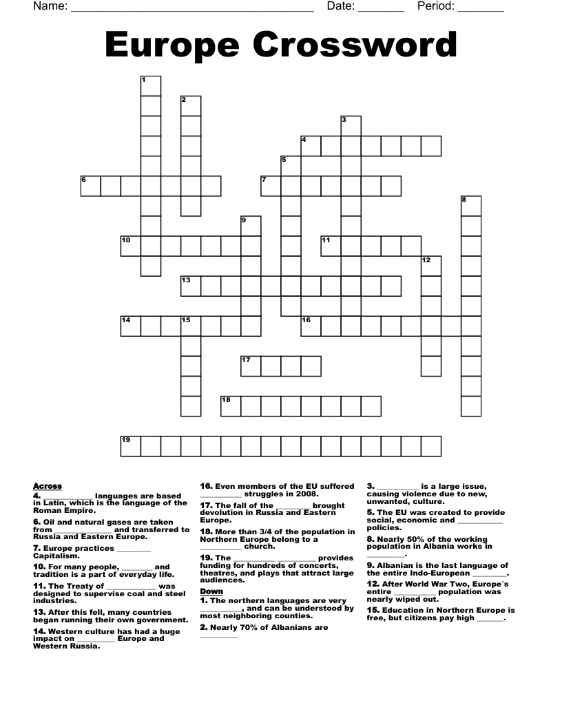 Europe Crossword