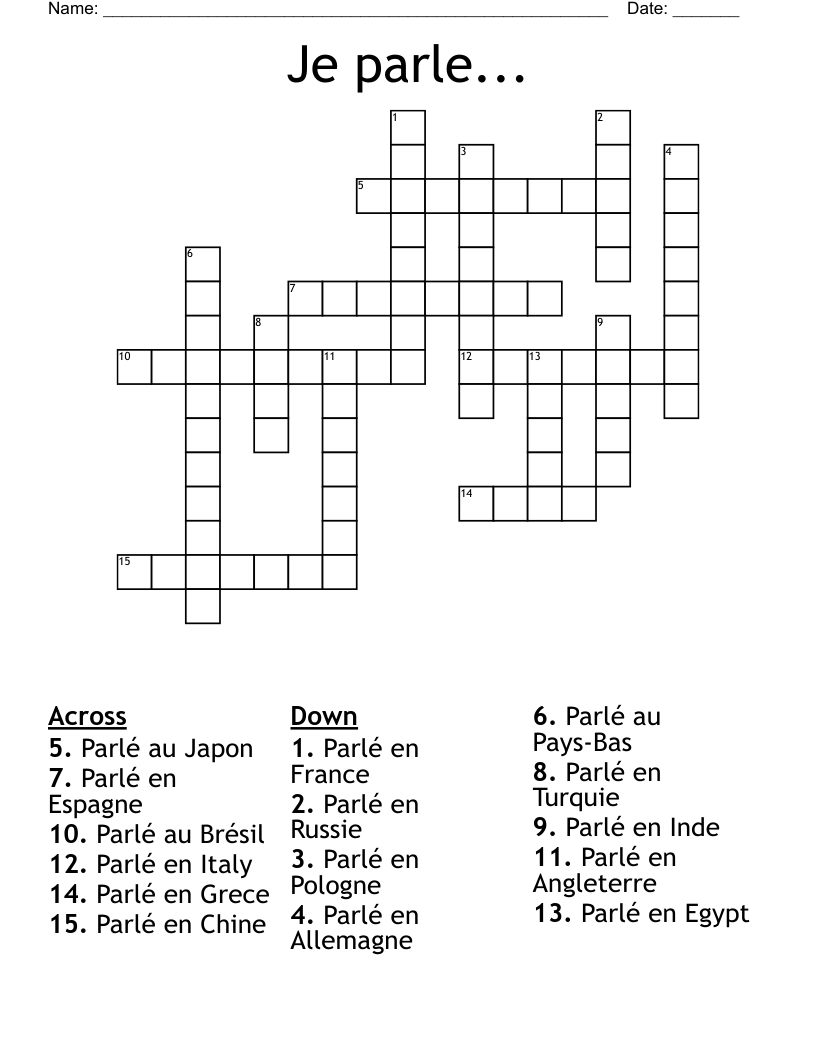 Je parle... Crossword