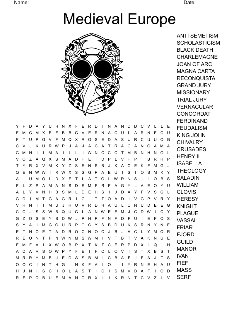 Medieval Europe Word Search