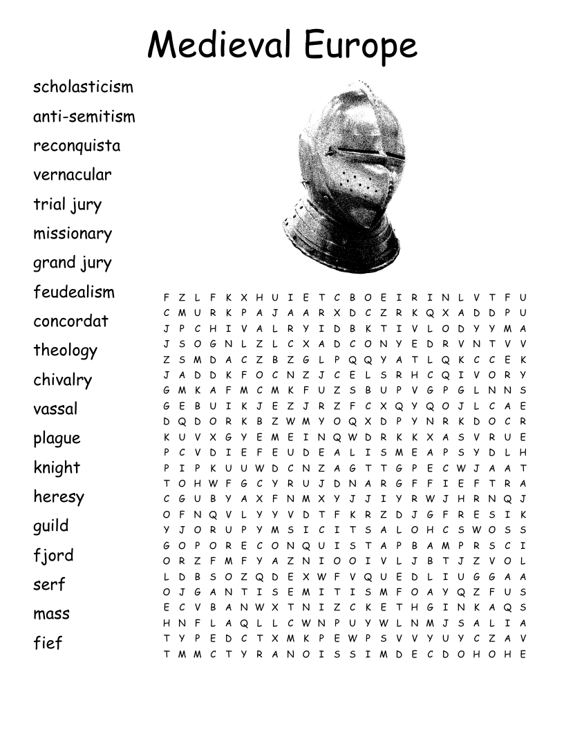 Medieval Europe Word Search