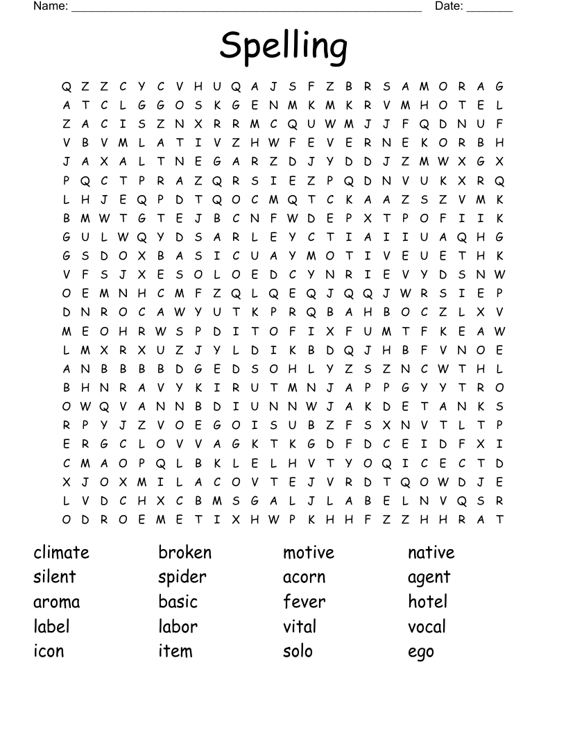 Spelling  Word Search