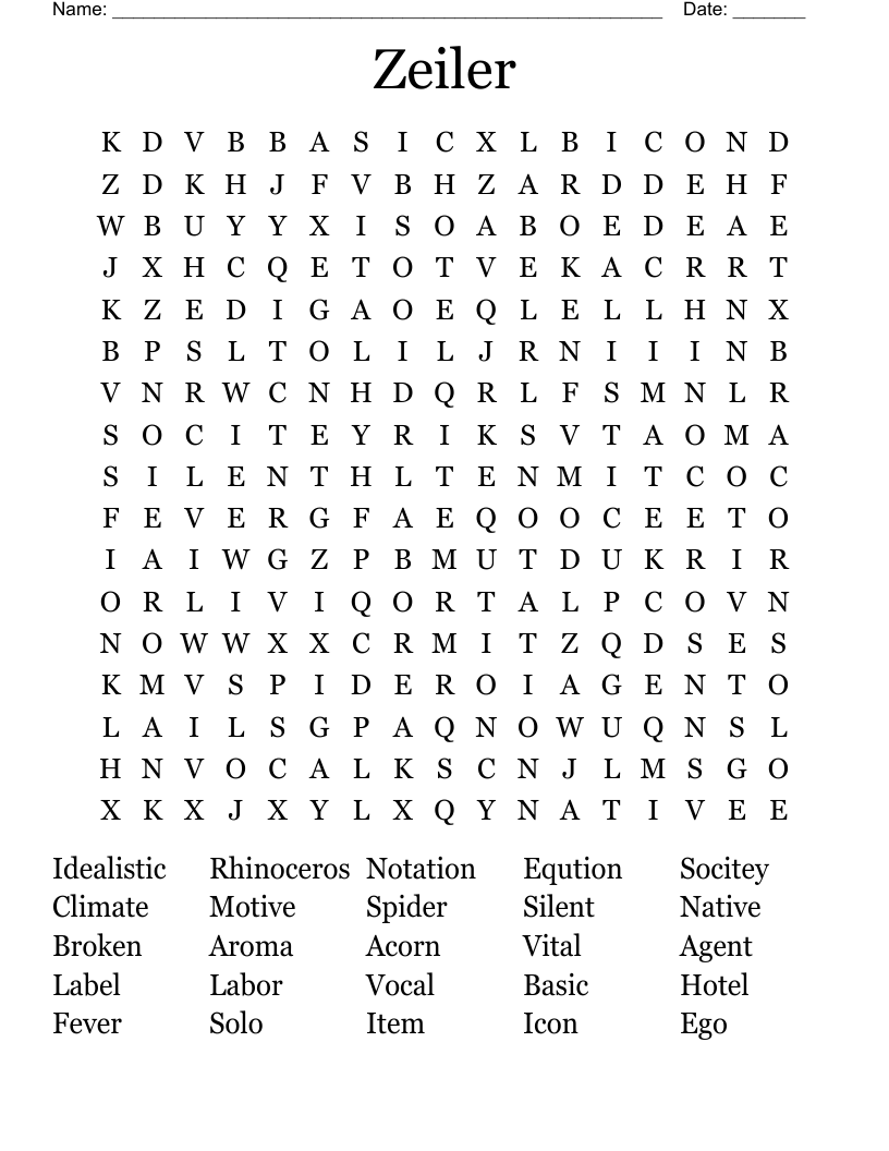 Zeiler  Word Search