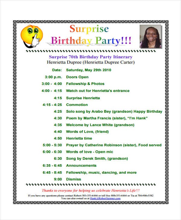 70th Birthday Program Template