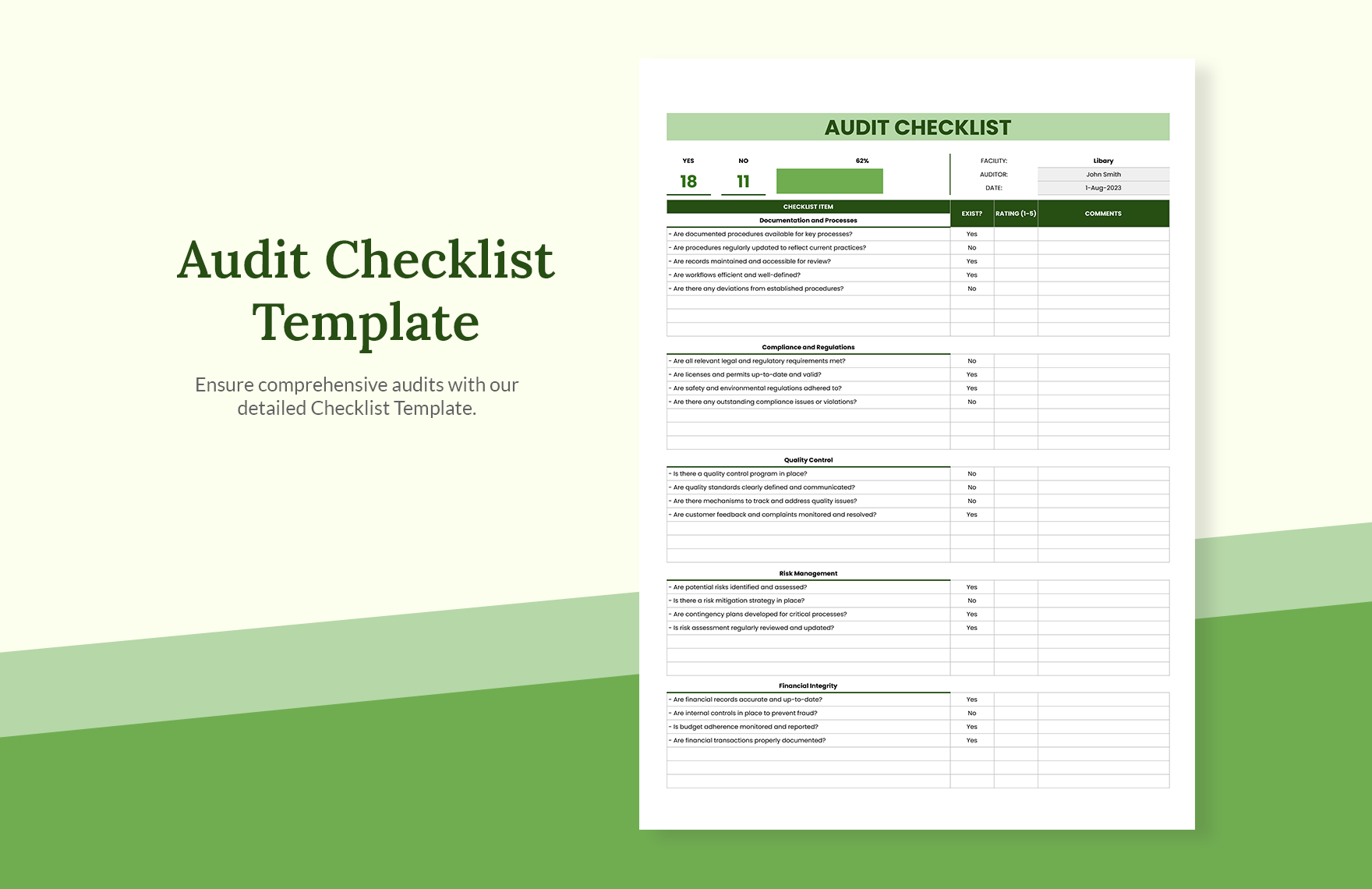 Iso 9001 Checklist Excel Template