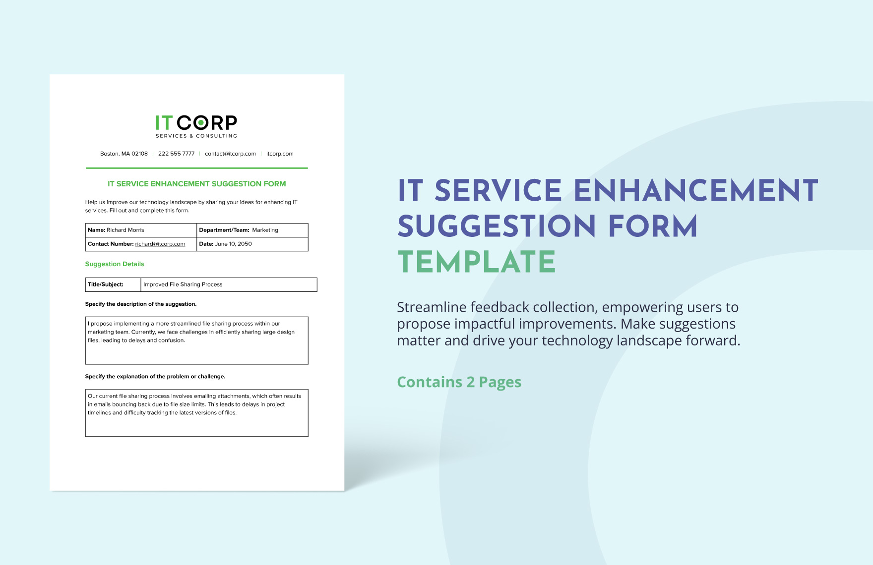 IT Service Enhancement Suggestion Form Template