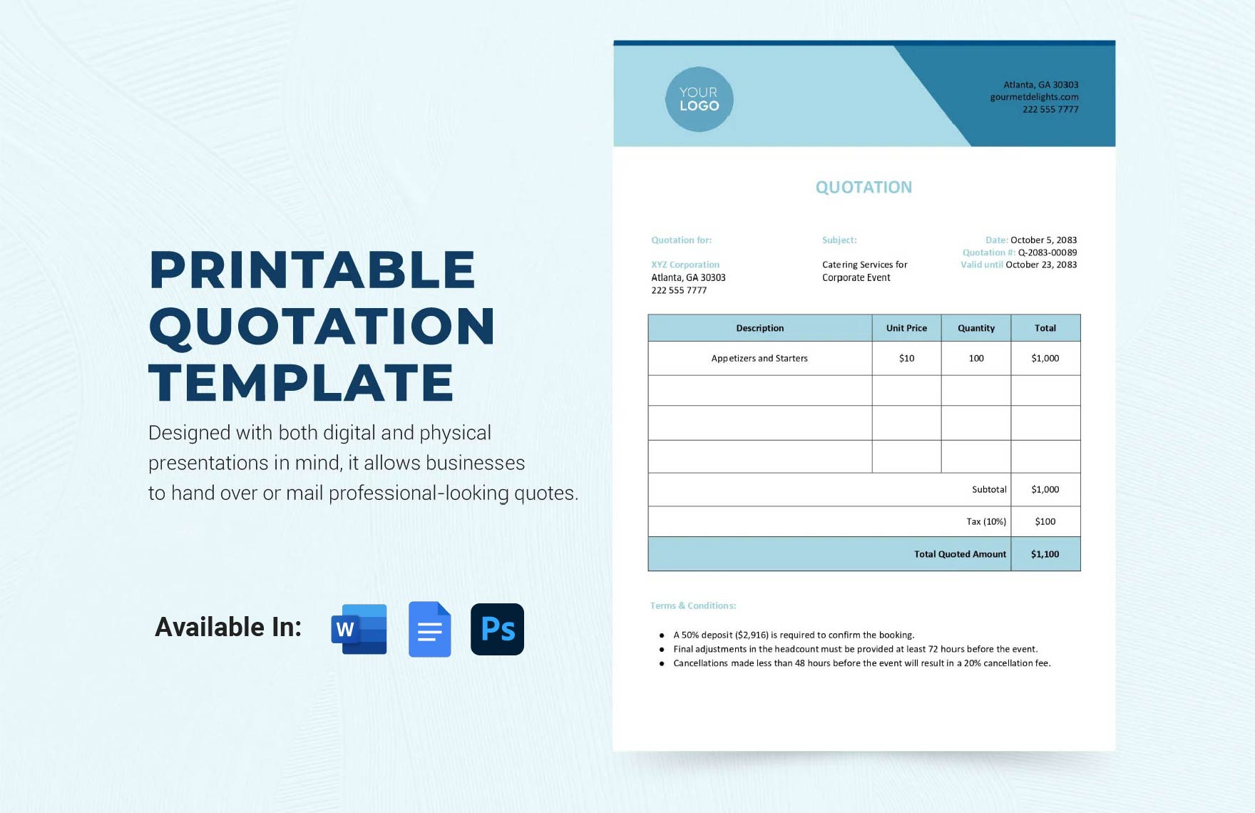 Printable Quotation Template