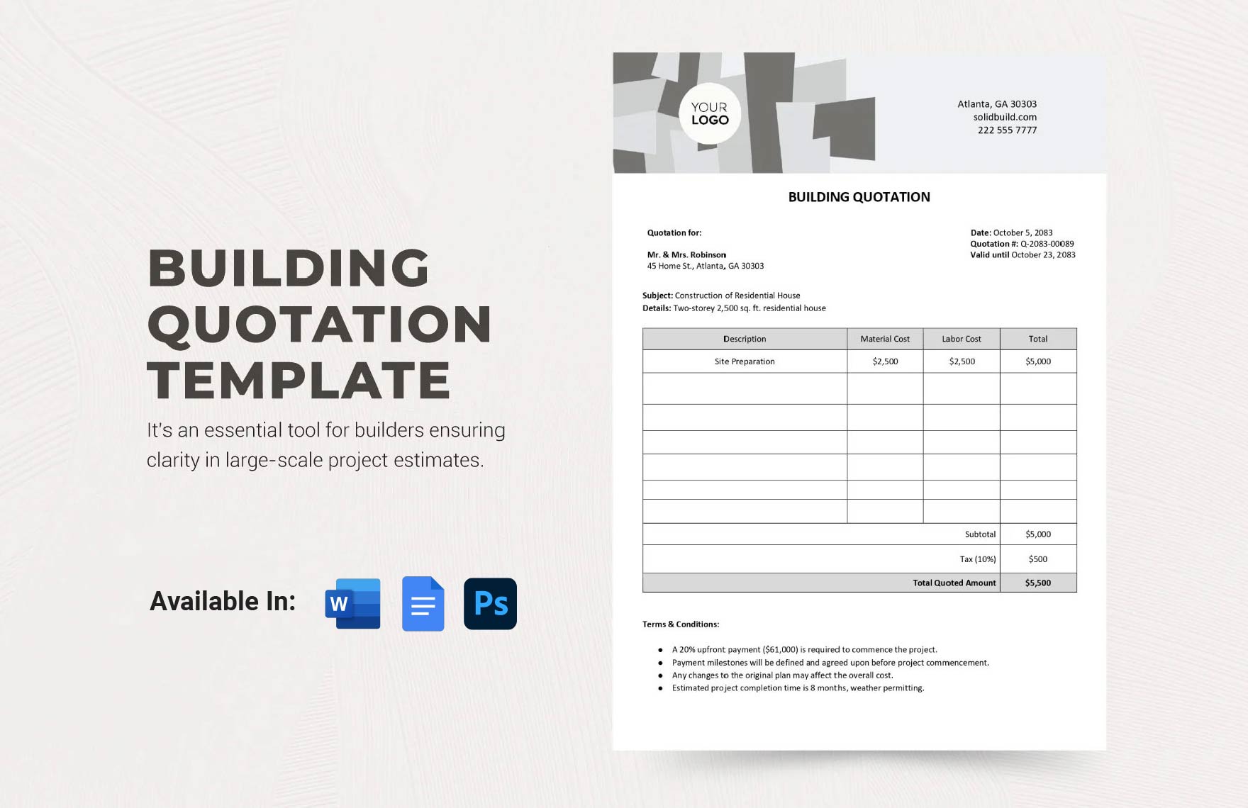 Building Quotation Template