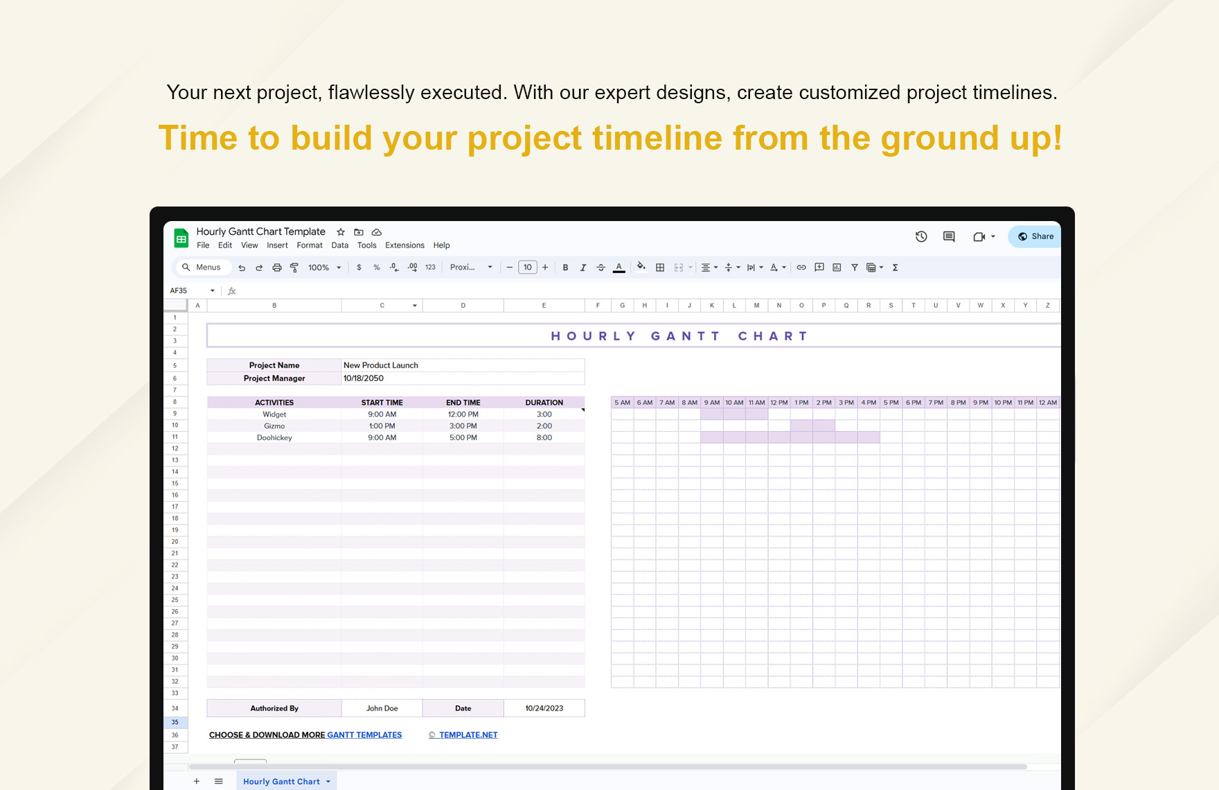 Hourly Gantt Chart Template