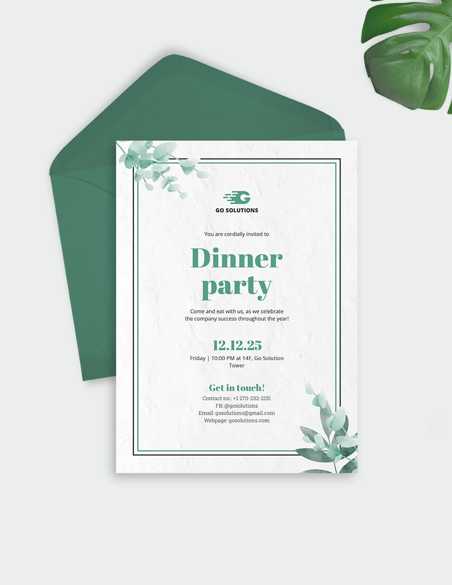 Formal Dinner Party Invitation Template