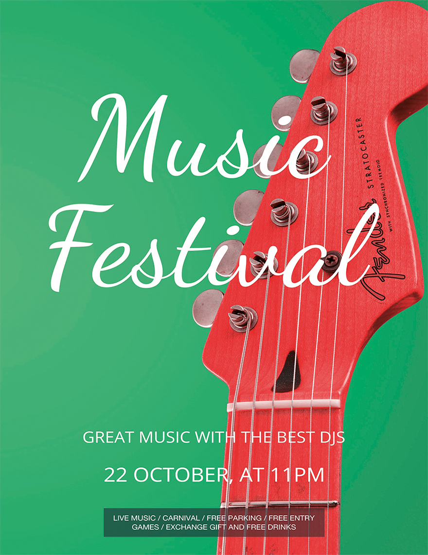 Music Festival Flyer Template in Word, Illustrator, PSD, Apple Pages, Publisher, InDesign