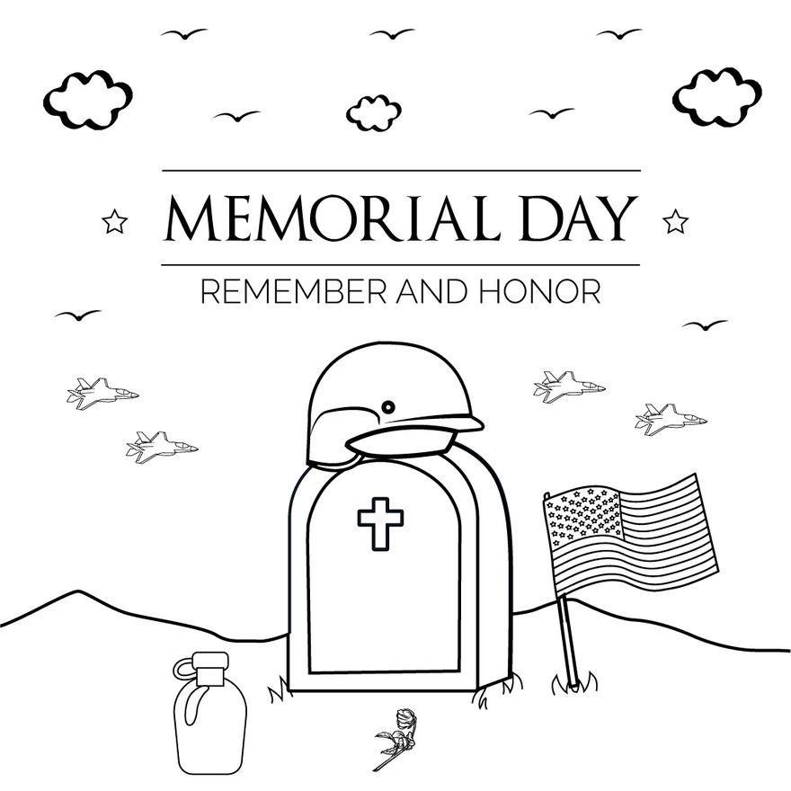 Memorial Day Drawing Vector