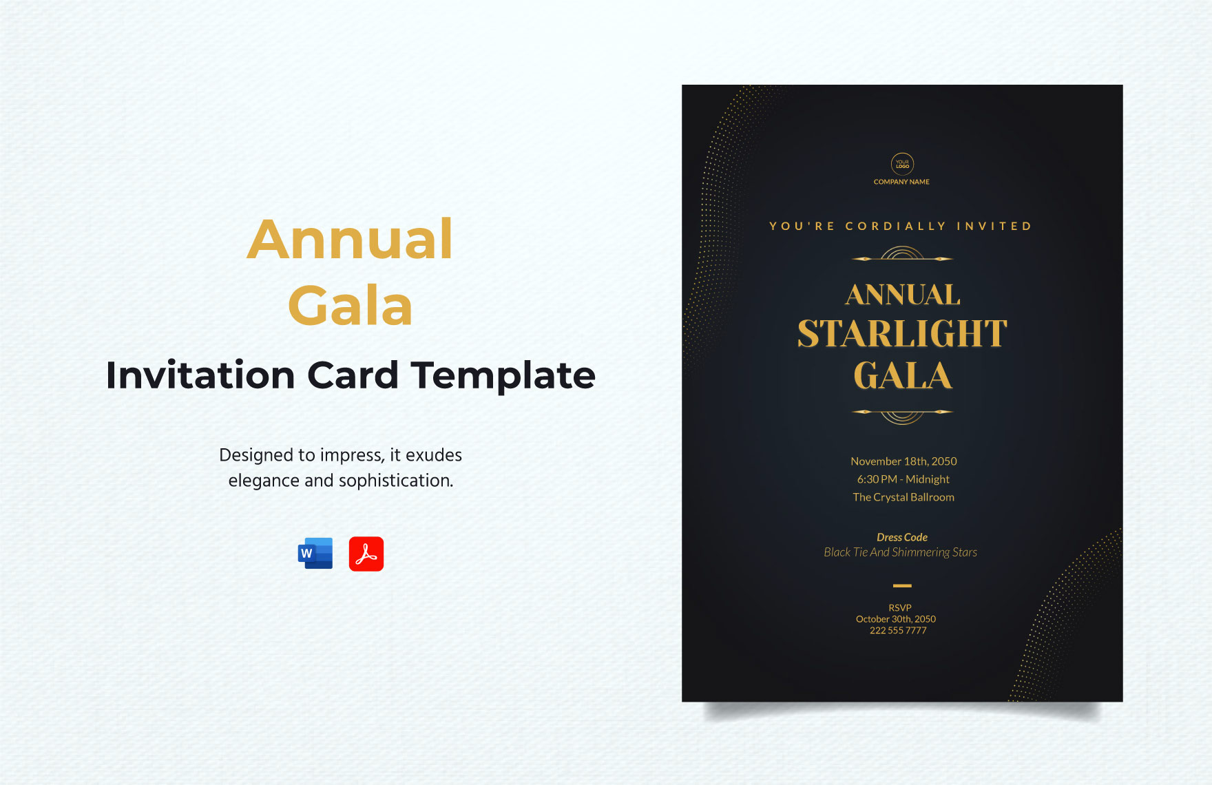 Annual Gala Invitation Card Template