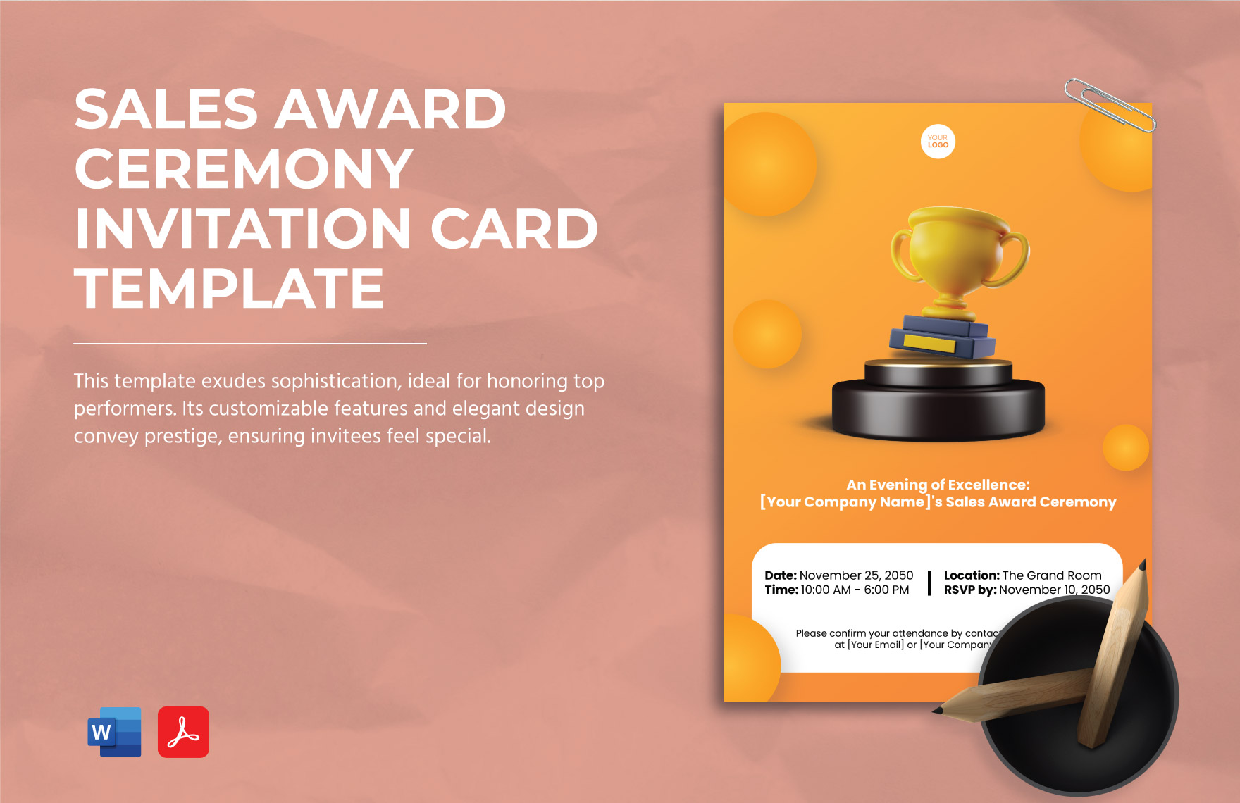 Sales Award Ceremony Invitation Card Template