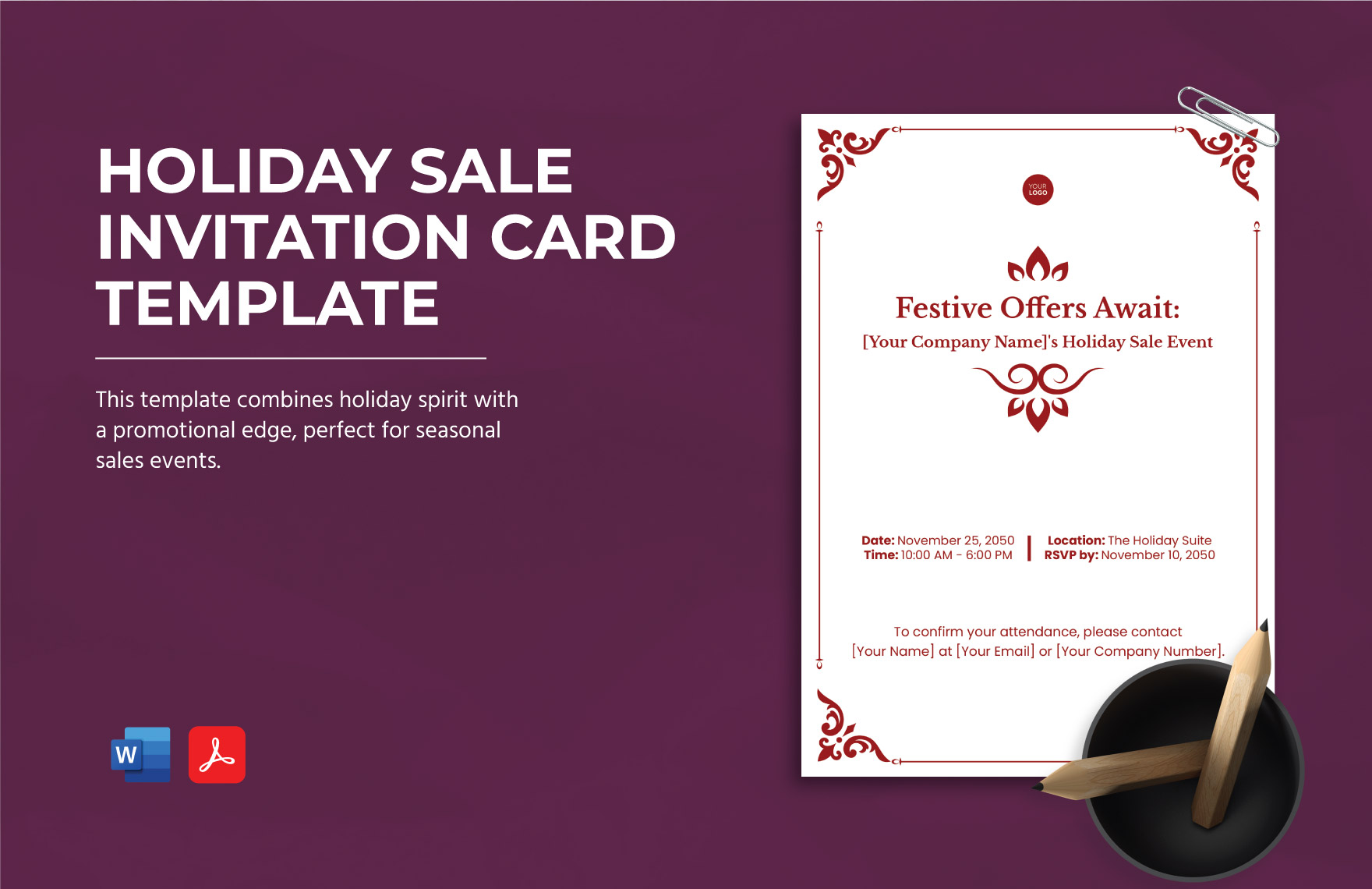 Holiday Sale Invitation Card Template