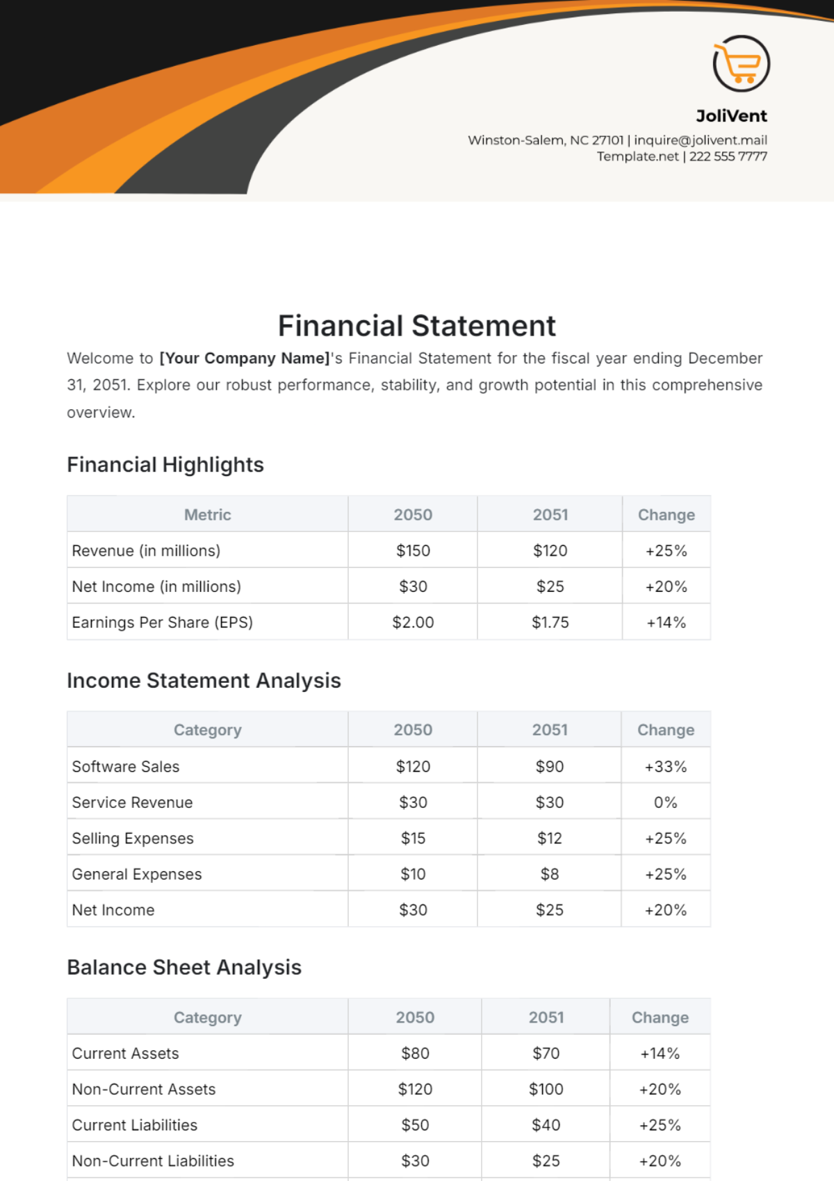 Financial Statement Template - Edit Online & Download