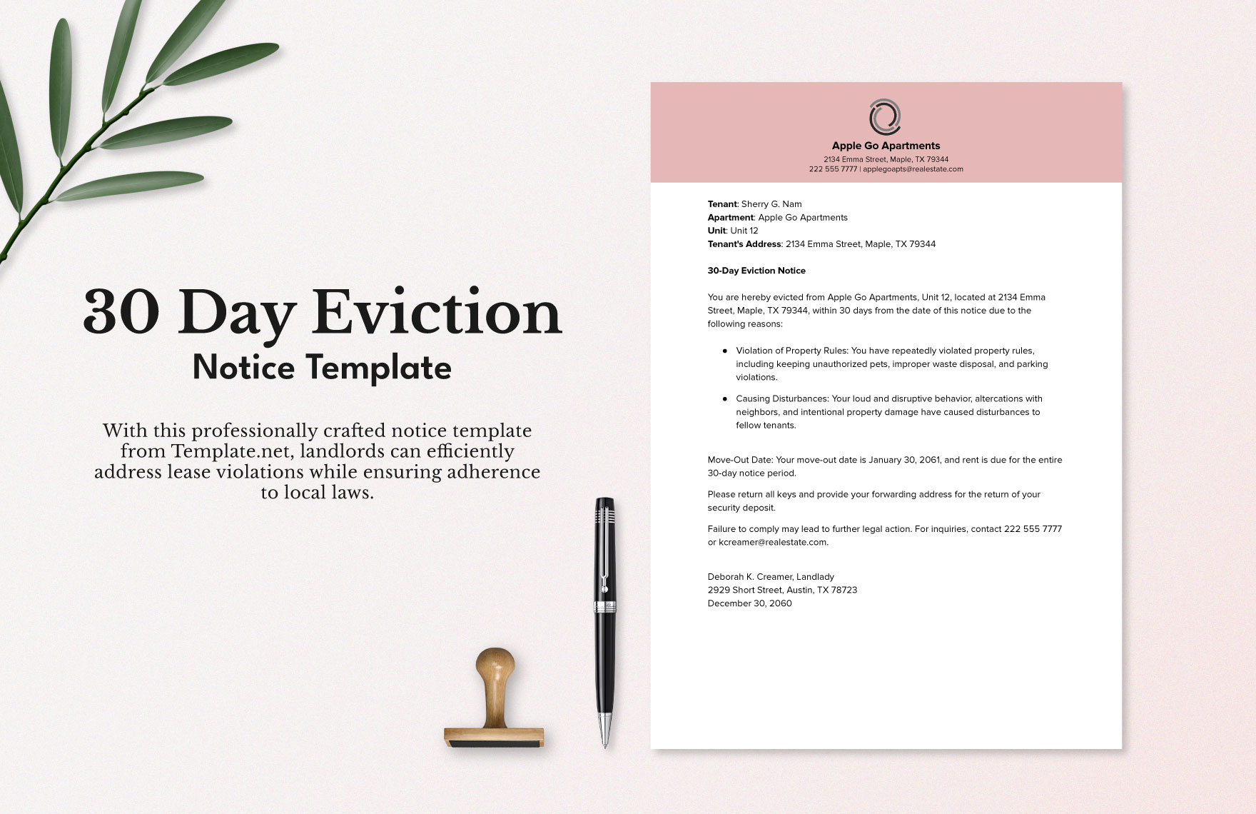 30 Day Eviction Notice Template