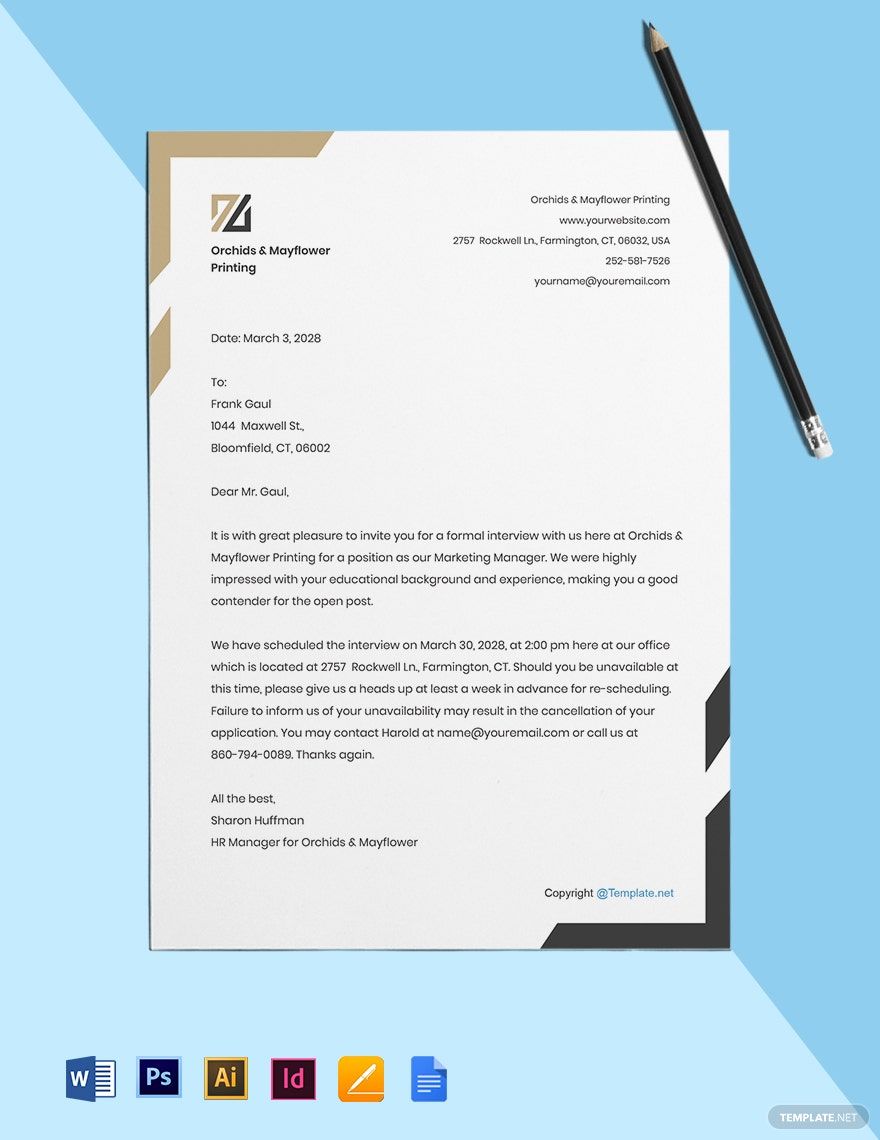 Formal HR Invitation Template