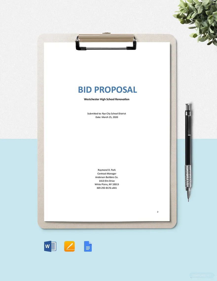 Construction Project Bid Proposal Template