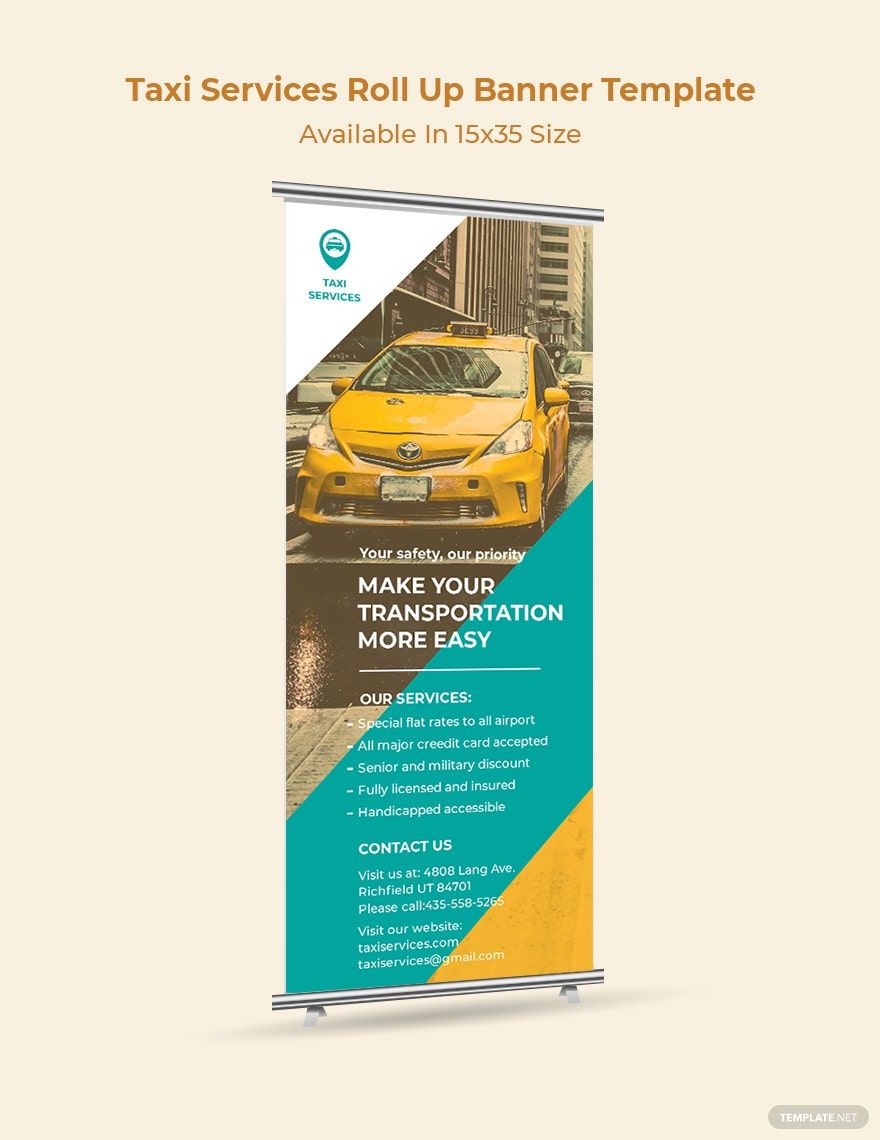 Taxi Services Roll Up Banner Template