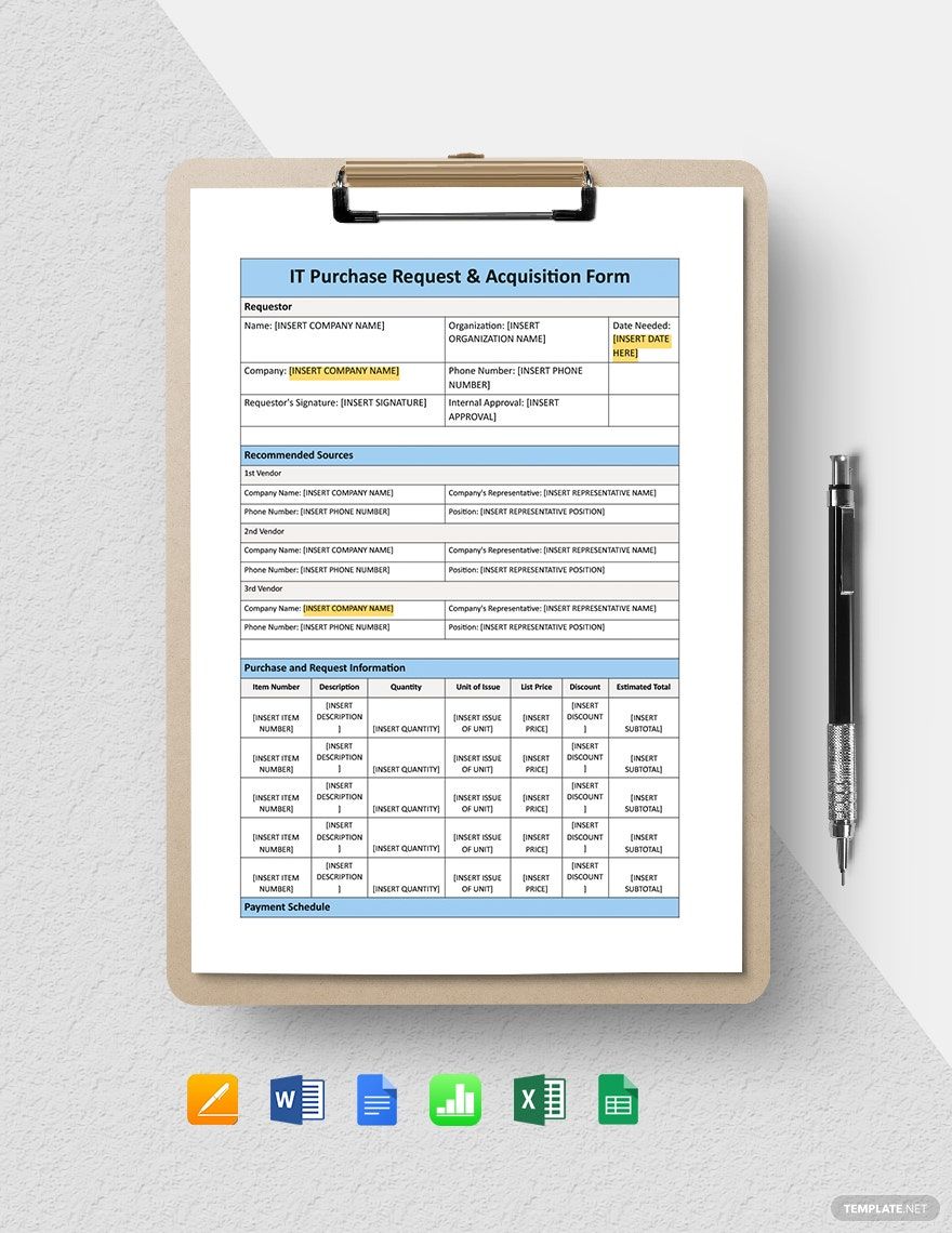 IT Purchase Request & Acquisition Form Template