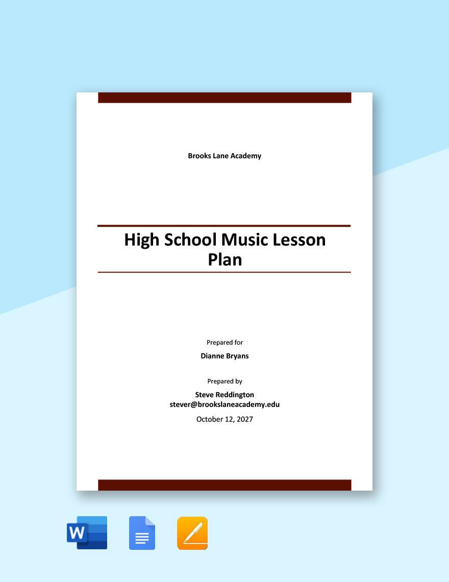 High School Music Lesson Plan Template