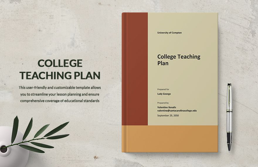 College Teaching Plan Template