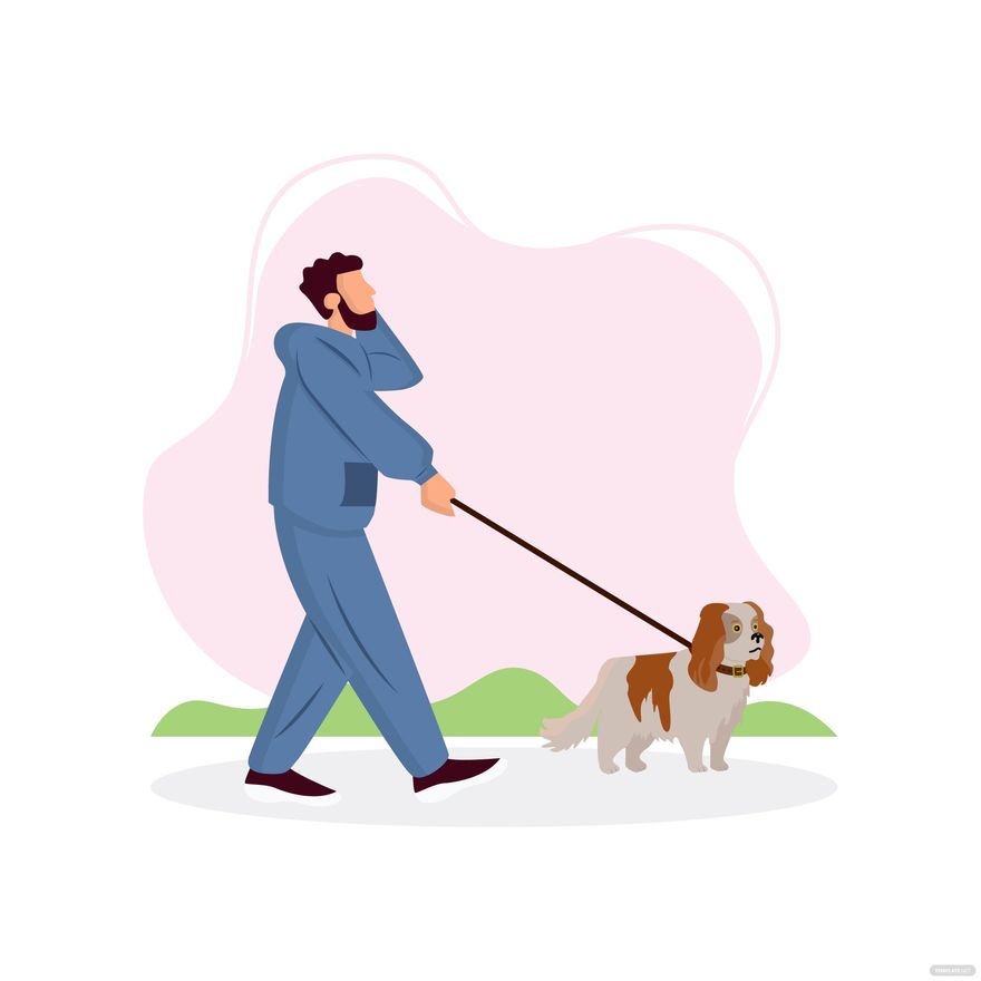 Man Walking Dog Vector