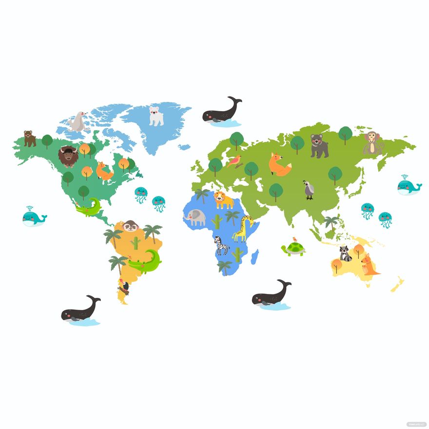 Animal World Map Vector