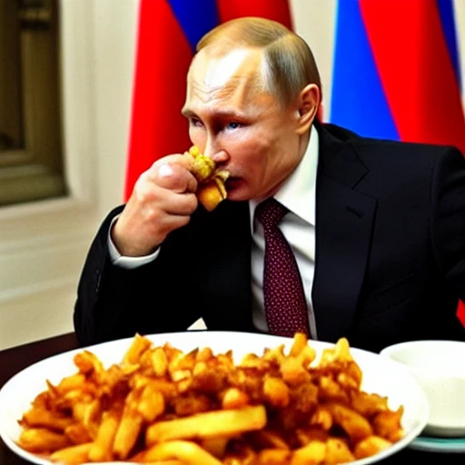 Putin eating poutine