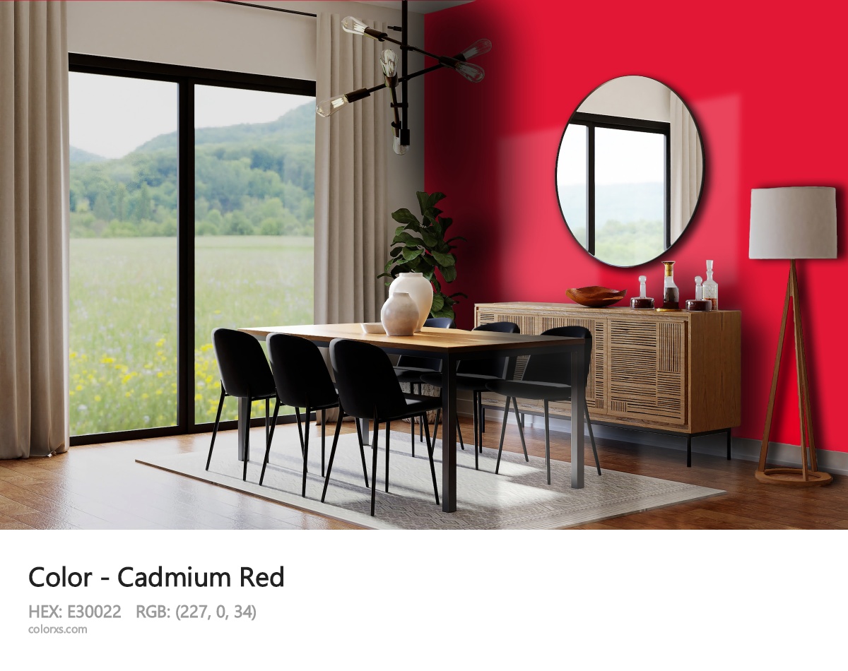 Cadmium Red Color dining room design