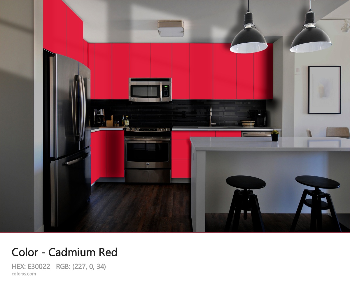 Cadmium Red Color modular kitchen design