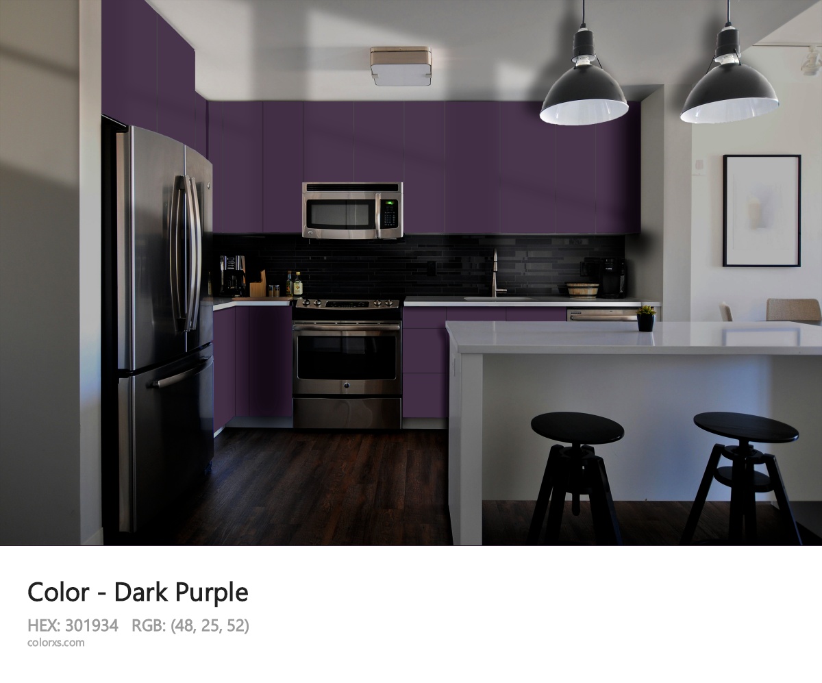 Dark Purple Color modular kitchen design