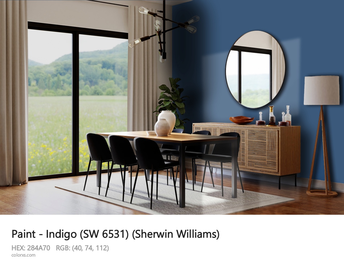 Sherwin Williams Indigo (SW 6531) Paint dining room design