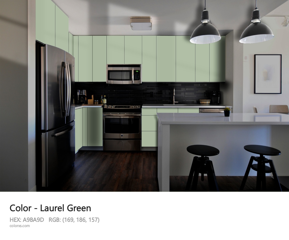 Laurel Green Color modular kitchen design