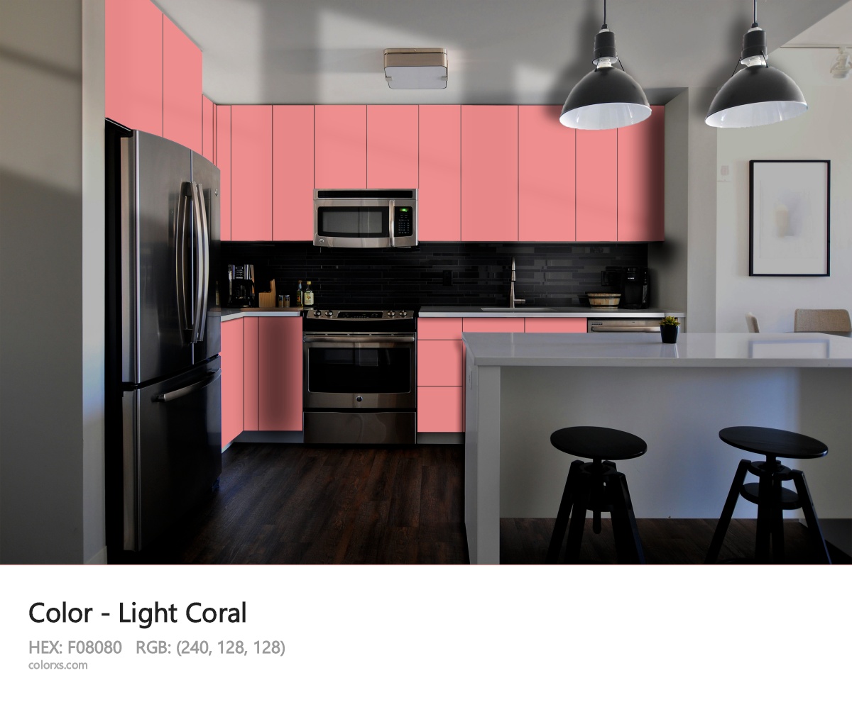 Light Coral Color modular kitchen design