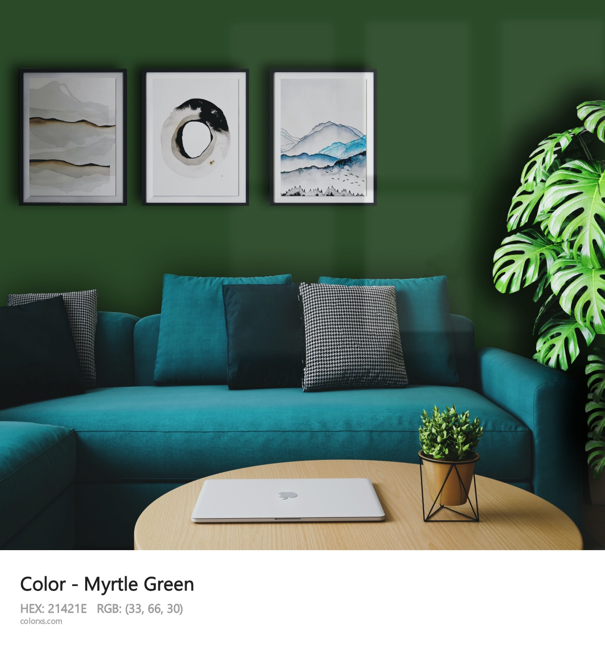 Myrtle Green Color cozy coffee corner interior