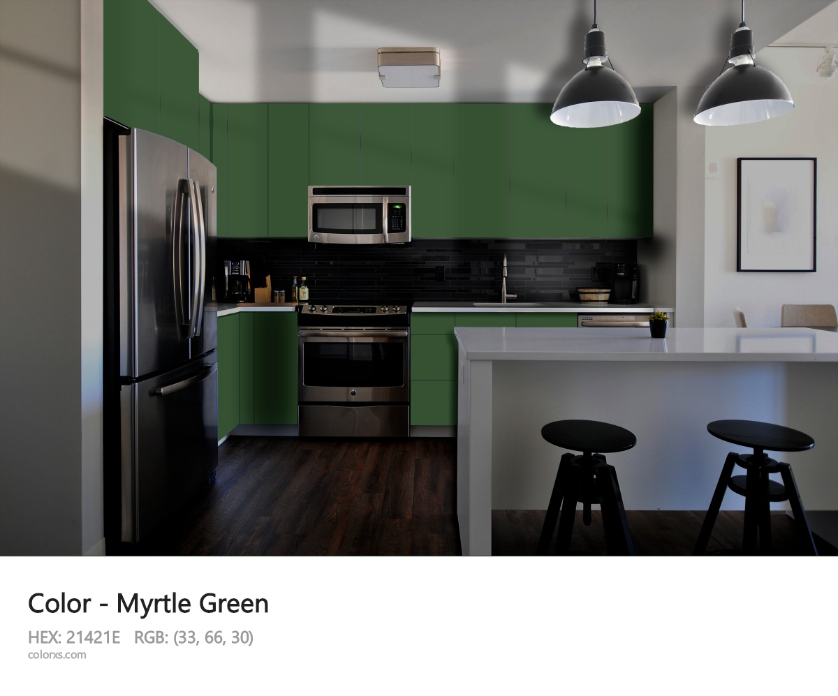 Myrtle Green Color modular kitchen design