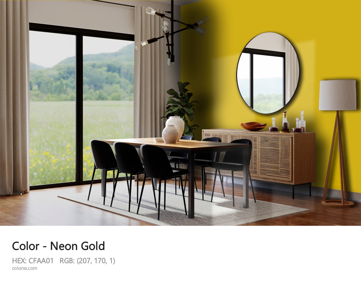 Neon Gold Color dining room design