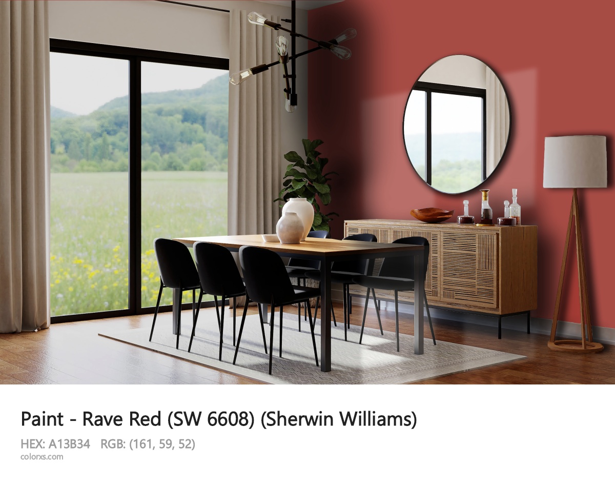 Sherwin Williams Rave Red (SW 6608) Paint dining room design