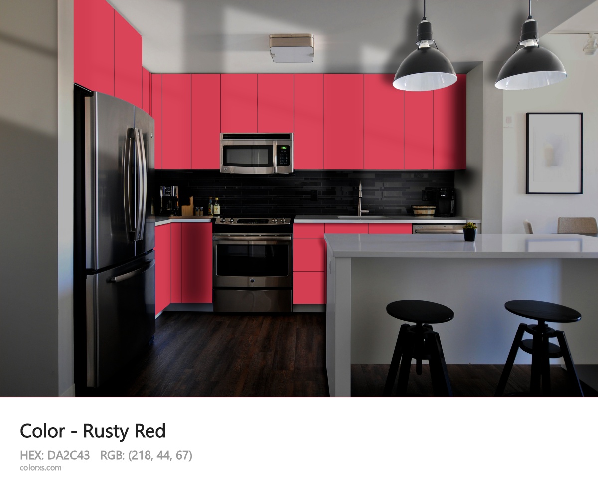 Rusty Red Color modular kitchen design