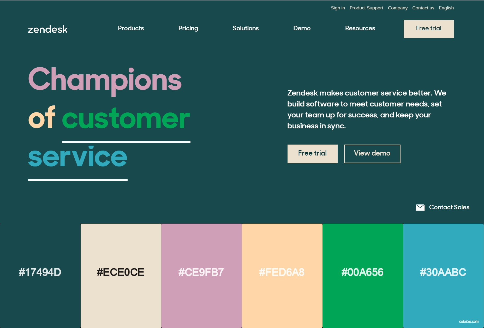 Zendesk Website Color Palette