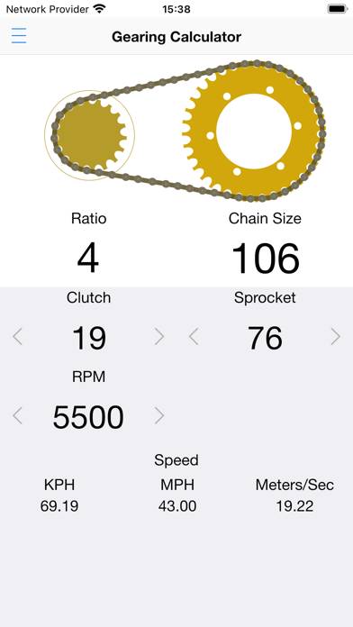 Karting Gearing Ratios immagine dello schermo