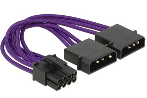 Strøm kabel PCI Express 8 pin han til 2 x 4 Molex han