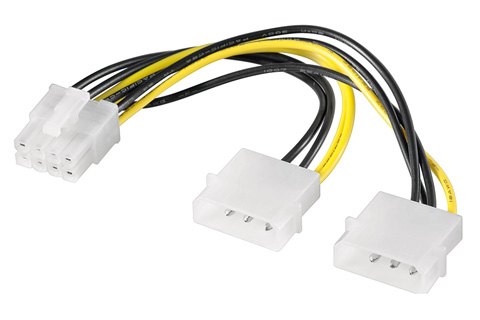 Strøm kabel PCI Express 8 pin han til 2 x 4 Molex han